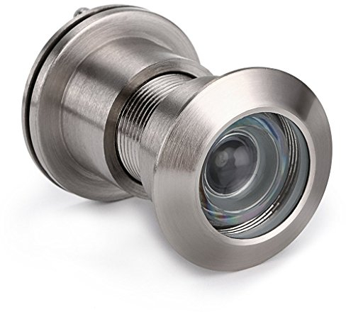 IGNPION Peephole Door Viewer 220-Degree Spy Hole with Privacy Cover for 42mm to 55mm Doors, Brushed Chrome Finish (Silver)