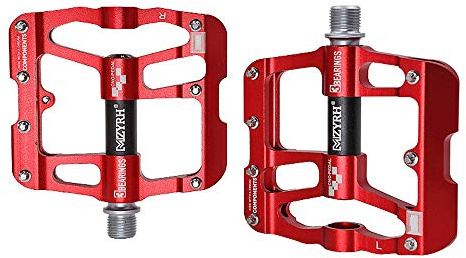 VOANZO Pedali Ciclismo MTB Pedale per Bicicletta Mountain Bike Lega di Alluminio Ultra Leggero Ultra Corsa ASSE Cuscinetto sigillato Pedali Antiscivolo per Bici da Strada BMX (Rosso Nero)