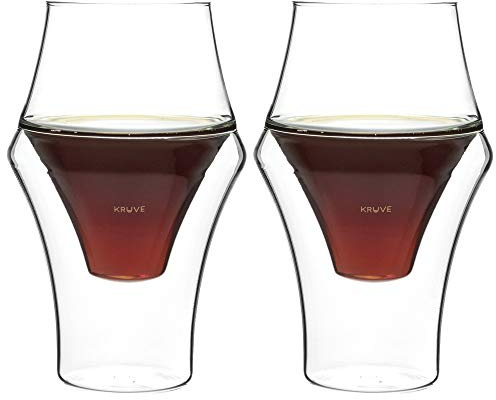 KRUVE EQ Excite 150ml Handgefertigte Doppelwandige Kaffeetassen, Espressotassen und Glastassen im Set von 2 - Hitzebeständige Borosilikat-Kaffeetassen, Perfekt zur Verbesserung von Aroma und Geschmack