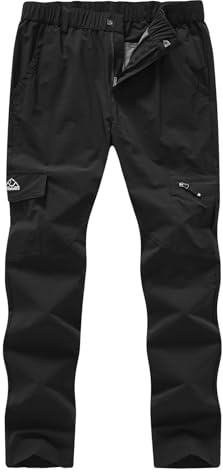 YSENTO Women's Hiking Pants Lightweight Stretch Quick Drying UPF 50 Camping Travel Work Cargo Pants 6 Pockets Black Size L