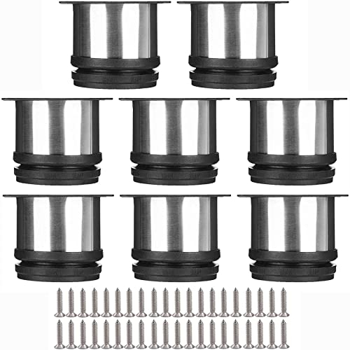 ASelected 8 Stück Möbelfüße Verstellbar 50mm, Ø 50 mm Runde Möbelfüsse Edelstahl Höhenverstellbar Möbelfüße Metall, Schrankfüsse Silber, Sofafüße Metall, Couch Füße für Möbel Projekt