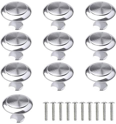 10 PCS Cabinet Door Knobs, Silver Cabinet Knobs Kitchen Cupboard Knobs Round Pull Handles Chrome Door Handle Knobs Metal Drawer Knobs for Bathroom Wardrobes Dresser Doors Furniture