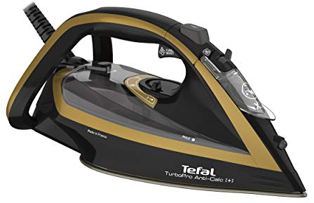 Tefal FV5696 Turbo Pro Anti-Calc [+] Ferro da stiro a vapore | 3000 Watt | colpo di vapore: 270 g/min | Capacità 300 ml | Collezione anticalcare | Funzione Eco | Spegnimento automatico | Nero/Oro