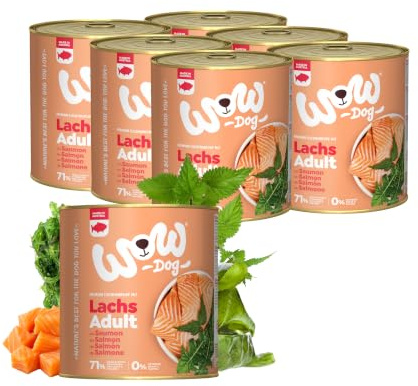 WOW Dog Hunde-Nassfutter mit Lachs 6 x 800g | ohne Getreide & Zucker