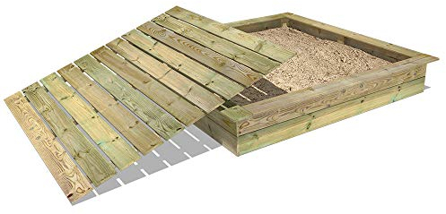 WICKEY Sabbiera in legno King Kong 195 x 195 cm con coperchio per bambini in giardino