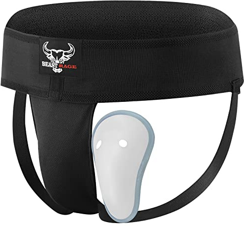 Boxing Groin Guard Cup Men Sweat-absorbent Ventilated Adjustable Sparring Groin Protector Jockstrap Taekwondo Karate Training Underwear Jiu Jitsu BJJ Protection Kickboxing MMA Muay Thai (BLACK, XL)