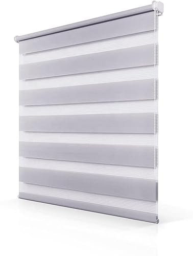 My home store Day and Night Roller Blinds - Zebra Roller Blinds Double Layer Fabric Translucent or Blackout Vision Curtains for Windows and Doors (Grey, 174x165cm)