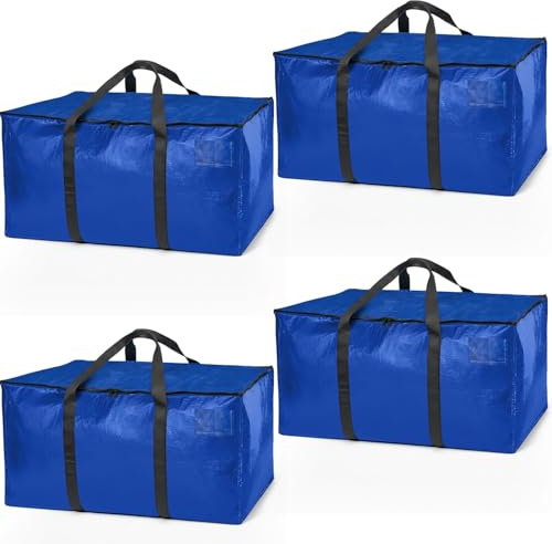 ClearSpace Lot de 4 grands sacs de déménagement ou de rangement robustes avec sangles de sac à dos, fermetures éclair et poignées - Parfaits pour les déménagements, les dortoirs universitaires, les
