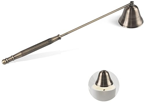 Navpeak Candle Extinguisher with Long Handle, Metal Wick Snuffer Candle Snuffer Accessory with Long Handle for Scented Candle, Aromatherapy Candles for Putting Out Candles Flame (Bronze)