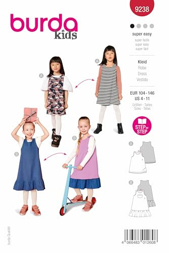 Burda Schnittmuster, 9238, Kleid [Kinder, Gr. 104-146], Level 1 super easy