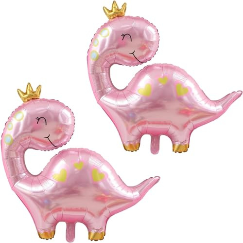 Dino Luftballon, Dinosaurier Ballon Geburtstag Folienballon 2 Stück Rosa Dino Luftballons Helium Ballons für Kinder Mädchen Jungen Dinosaurier Partys Dekorationen
