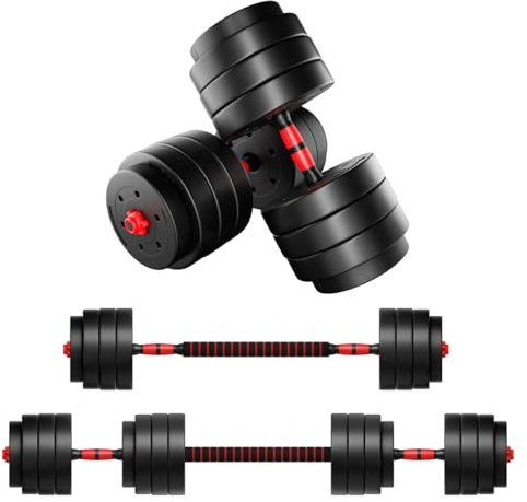 ATHLER Lion 40 | Hanteln Set 40kg | Hantelset verstellbar | 16 Hantelscheiben 2 Hantelstangen | Kurzhantel Langhantel Kurz Lang Dumbbell | Sternverschlüsse | für Krafttraining Aerobic Fitness Home Gym