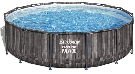 Bestway® Steel Pro MAX™ Ersatz Frame Pool ohne Zubehör Ø 427 x 107 cm, Holz-Optik (Mooreiche), rund