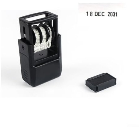 4810 Mini Dater Selbstfärbender Gummistempel, Datumsstempel für Abdrücke, schwarze Farbe, 20 x 3, 8 mm Abdruckgröße, kompatibel mit 6/4910 Stempelkissen (englischer Kalender, schwarz)