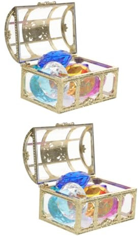 ibasenice 2sätze Schatzsuche Spielzeug Mit Bunten Fake Diamanten Goldbox Für Kindergeburtstage Piraten Themenpartys Unterwasser Aktivitäten Und Kreative Spiele