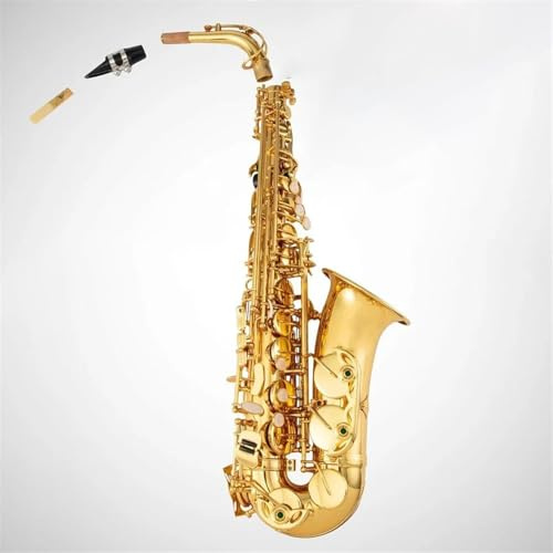 Gold E Flat Altsaxophon Messing Graviert Eb E-Flat Naturweiß Shell Knopf Blasinstrument Mit Etui Gürtelbürste