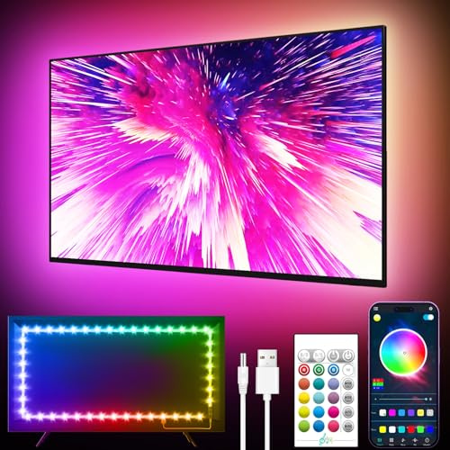GIPOYENT LED-Leuchten für TV, 6M LED TV-Hintergrundbeleuchtung, für 60-80 Zoll TV, Musik Sync LED TV-Licht mit Bluetooth-Funktion - RGB-Farbwechsel-Lichtstreifen für Heimkino