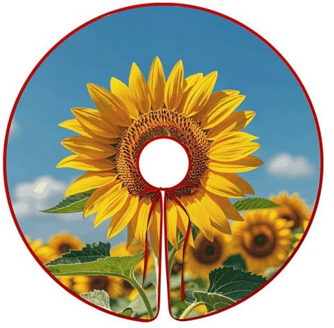 Sonnenblume blühende Blumen Pflanzen Weihnachtsbaum Rock 122 cm rund Weihnachtsbaum Matte Weihnachtsbaum Rock Ornamente für Indoor Outdoor Urlaub Party Home Dekorationen