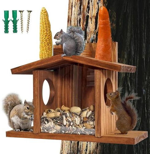 Eichhörnchenhaus | Langlebiger Eichhörnchen-Futterspender aus | Abnehmbare Frontplatte Eichhörnchen-Futterspender für draußen | Verstellbare Überdachung Eichhörnchen Futterhaus für