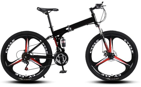 Gaxcent 24/26 Zoll Klappbar Rennrad Erwachsen, 21-Gang Klappfahrrad, Fahrrad aus Kohlenstoffstahl, Verstellbare Sitzhöhe, Städtisches Radfahren, für Erwachsene,Schwarz,26 Zoll 21 Gänge