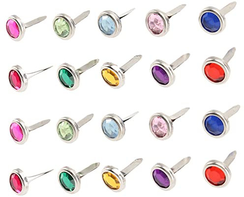 Lurrose Metall-Scrapbooking-brads Acryl Zweibeinige Nägel Runde Craft Brads 100-teiliges Set 8 X 15 Mm Zufällige Farbe