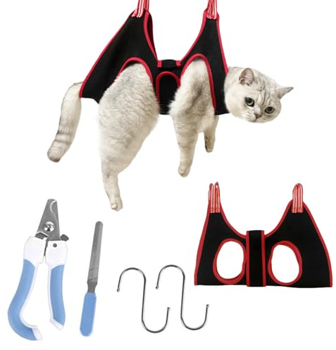 GIEEU Hamac de Toilettage pour Chien, Kit de Toilettage pour Petits Chiens et Chats, Dog Grooming Hammock avec Sangles pour Couper Les Griffes et Baigner Votre Animal (Taille S)