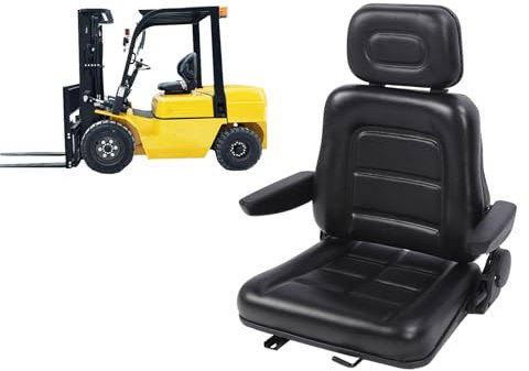Siège Universel pour Chariot éLévateur, Siège De Tracteur avec Dossier à Angle Réglable Et Glissière, Siège Appui-Tête Confortable pour Tracteur, Excavatrice, Chargeuse Compacte,