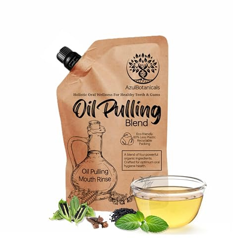 Oil Pulling Blend for Healthy Teeth and Gums with Organic Sesame, Coconut, Clove, Peppermint, and Vitamin E Oil Mouth Rinse for Fresh Breath Oral Health and Cleaner Teeth and Gums 8 Fl oz