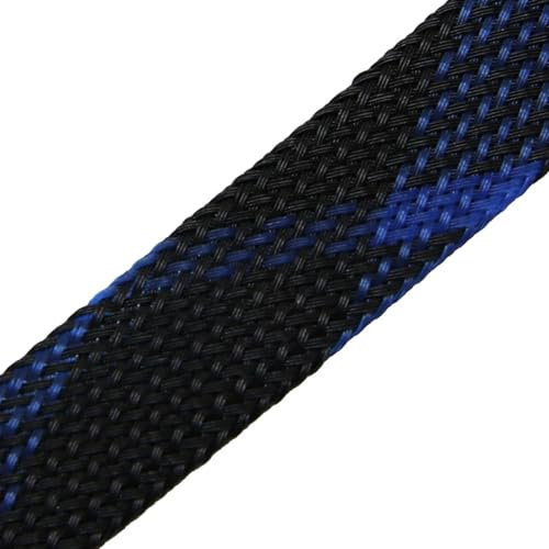 WEKONUMEX Manicotto per Cavi, Guaina Isolante for pressacavi ad Alta densità e Treccia Stretta da 2 mm ~ 40 mm(Black Blue Cross,6MM-1 Meters)