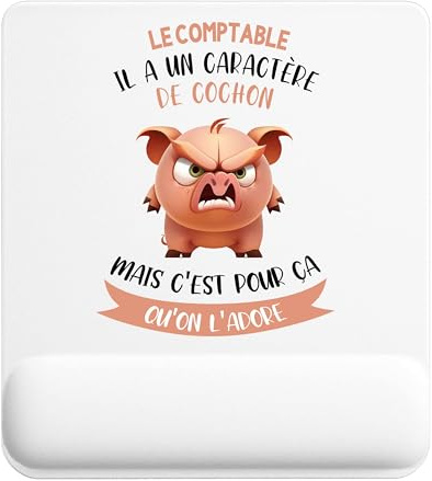 Planetee Tapis de Souris Le Comptable caractère de Cochon | Accessoire Bureau Ergonomique - Idéal pour Anniversaire, Collègue, Secret Santa Noël, Fête des Pères et Fête des Mères