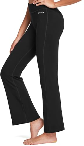 baleaf Damen Yogahose Baumwolle Lang Jogginghose Freizeithose Schlaghose Bauchkontrolle Arbeit Sporthose mit Taschen | Baumwolle Lang Jogginghose Bauchkontrolle Arbeit Sporthose mit Taschen