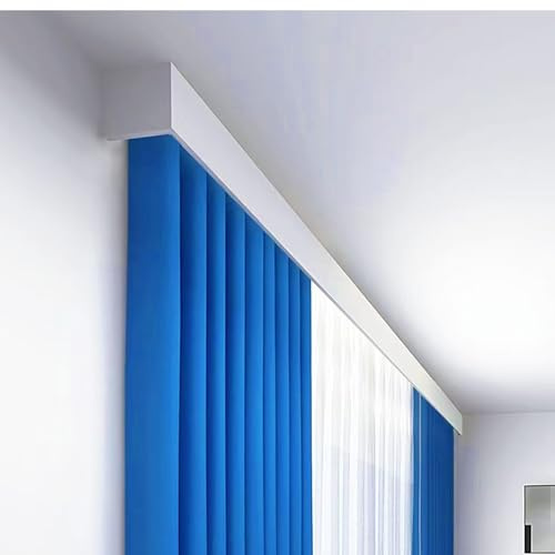 TIPIACE Curtain Double Track and Valance, Optional Ceiling Mounted or Wall Mounted Curtain Rail for Living Room Bedroom Room Divider, Custom track length (White)