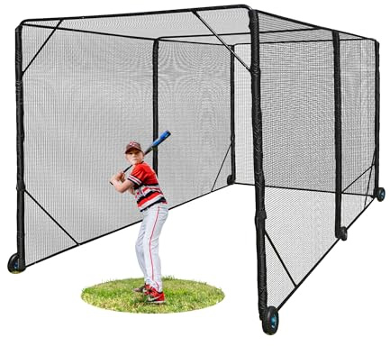 Heavy Duty Baseball & Softball Batting Cage with Wheels – Commercial-Grade Portable Batting Cage for Backyard, Driveway, Training & Club Use | Multi-Sport Practice | Easy Setup (20 FT)