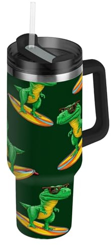 RPLIFE Cool Green Dinosaur Occhiali da sole Tumbler con manico 30 once Tumbler con cannuccia, bicchieri in acciaio inox per donne uomini viaggi