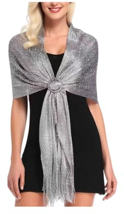 YZROHYI Châle Femme Mariage,Châle Wrap Brillant,Écharpe Femme Scintillants avec Boucle,Etole pour Robe de Mariée Elégant,Châles à Franges pour Robe de Soirée et de Mariage pour Cérémonies, Fêtes