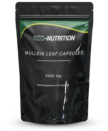 Mullein Leaf Extract for Lungs | High Strength 5000mg Mullein 10:1 Extract, Lung Support & Respiratory Health | Detoxification Aid & Cleansing Support Supplement - 60 Capsules