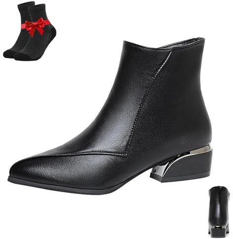 SYT-MD Stivaletti da Donna A Punta con Tacco Largo, Stivaletti da Donna, Tacco A Cuneo Basso(Black,41 EU)
