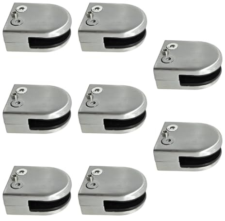 Glashalter 8 Stück Edelstahl 304 Glashalter Glasklemmen Abstandhalter Klemmhalter 53 x 43 x 24 mm Glas 8-10 mm Glasklemmhalter für Geländer Treppengeländer Balkon