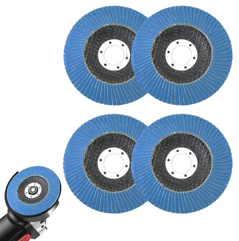 4 Pack Flap Discs 115mm Angle Grinder Discs Sanding Disc Aluminum | 40 60 80 120 Grit Type 29 Zirconia Heavy Duty Grinding for Metal Wood Stainless Steel Cast Iron