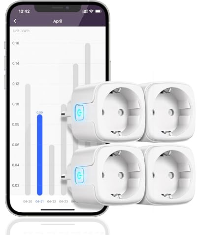 WILAWELS Prise Wifi Connectée Intelligente Minuterie, programmateur | avec Compteur de Consommation, Commande via Application, Commande Vocale, Compte à Rebours, Mode Cyclique Aléatoire