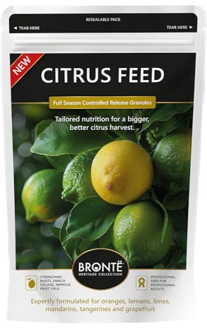 Bronte Heritage Citrus Feed Controlled-Release Granules Bigger Fruit Harvests Full Season Fertilizer Strengthens Roots Enriches Foliage & Boosts Fruit Yield For Lemon Orange Lime & All Citrus Plants