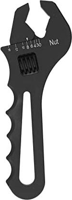 Hyuduo Justerbar Skiftnyckel Nyckelverktyg, Aluminiumlegering 6061 V Skiftnyckel för Slangadapter Ändkranar Ventiler Rör, AN3 Till AN16 Ergonomiskt Pannreparationsverktyg (Svart)