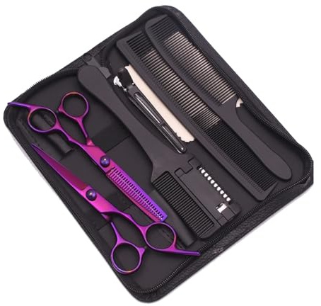 Hair Scissors Hairdressing 6 Haircut Set Thinning Shears Razor Combs C1001(C1001 Zi-K-D)