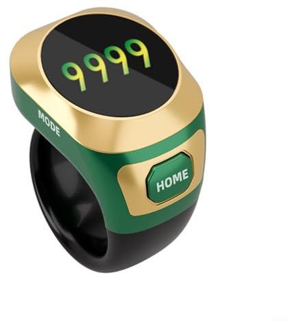 BildeeMait Electrónico para contador de anillos, Tasbih digital que brilla en la oscuridad con tipo de carga, oración resistente al agua (verde)