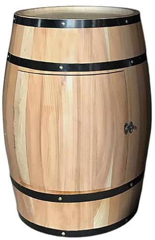 Massivholz Eiche Weinfass Schrank mit Verriegelung Tür Dekorativer Whiskey Spind Holz Weinregal für Weinkeller oder Home Bar Lagerung Stilvolles Fass-Design