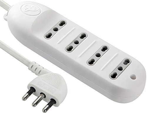 Electraline 62013 Multipresa 4 Posti Bivalenti 10/16A - Cavo 1,5 mt Bianco