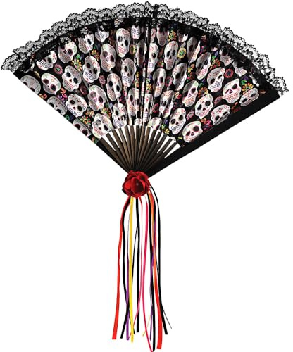 amscan 843935-55 Day of The Dead Fan Halloween Noir