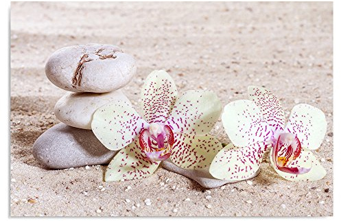 Feeby Impression Sur Toile Orchidée Galets Zen 100x50 cm Tableaux Tableau Mural Image Moderne Photo Décoration Murale Artistique Photographie Design Chambre Salon Cuisine Blanc Beige Rose