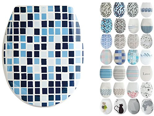 MSV Abattant WC, Bleu, 45.5 x 37 x 5 cm, 32 pièces