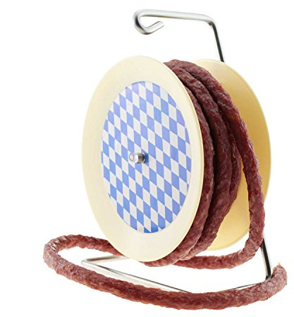 3.5 Meter pikante Salami auf Kabeltrommel, Bayerisches Design, Gewicht ca 240 g, Zünftige Geschenkidee von Bavariashop